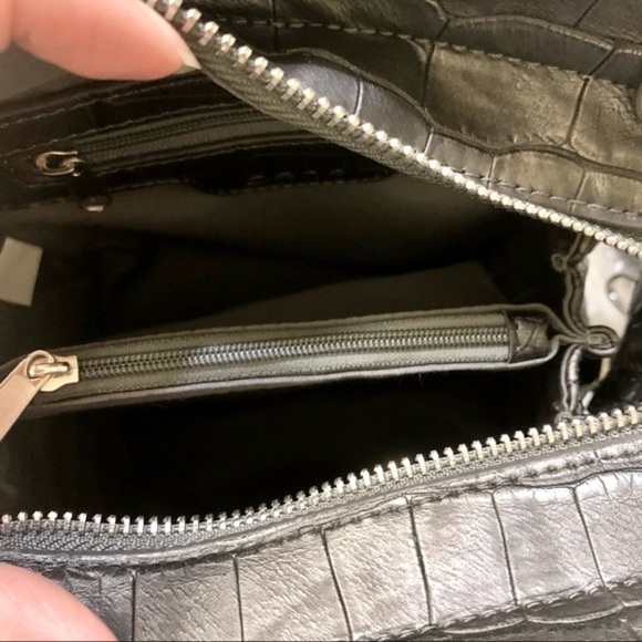 Bebe Black Pearl Croc Leather Mini Satchel Crossbody Bag - Picture 8 of 13